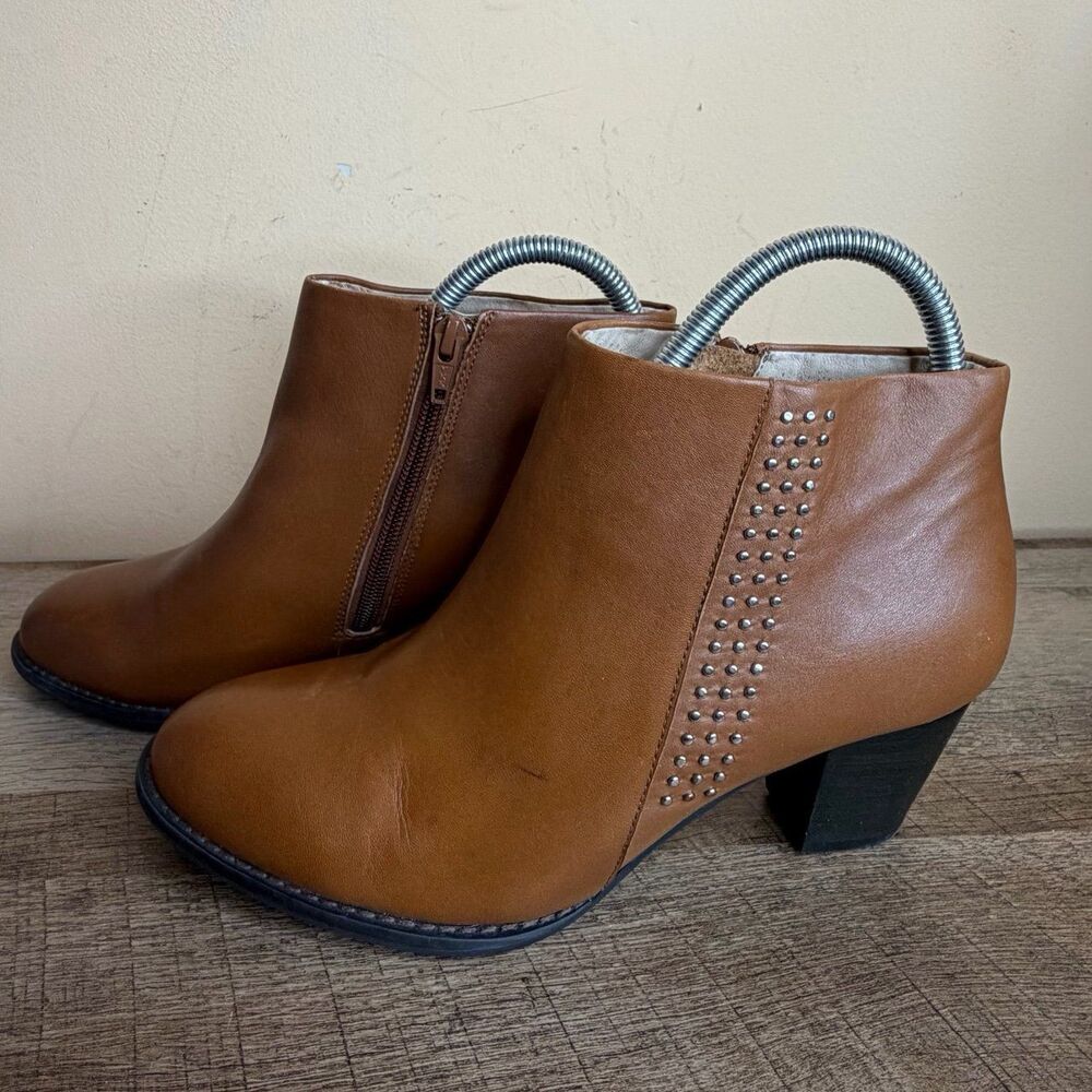 Vionic Brown Ankle Boots with Studded Detail